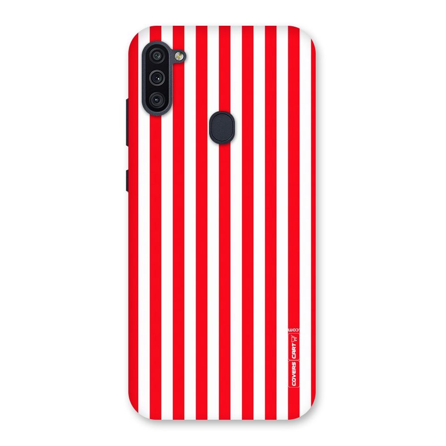 Red And White Straight Stripes Back Case for Galaxy M11
