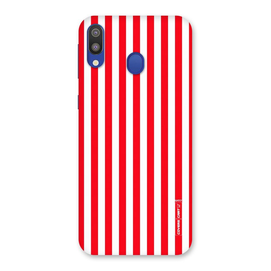 Red And White Straight Stripes Back Case for Galaxy M20