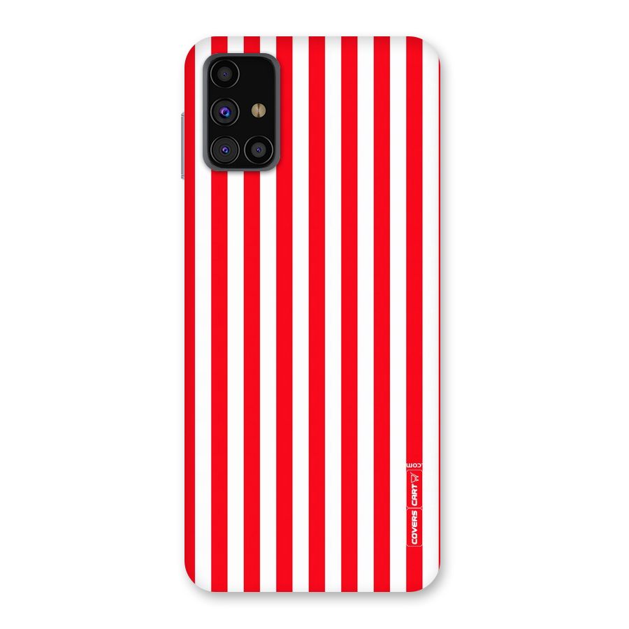 Red And White Straight Stripes Back Case for Galaxy M31s