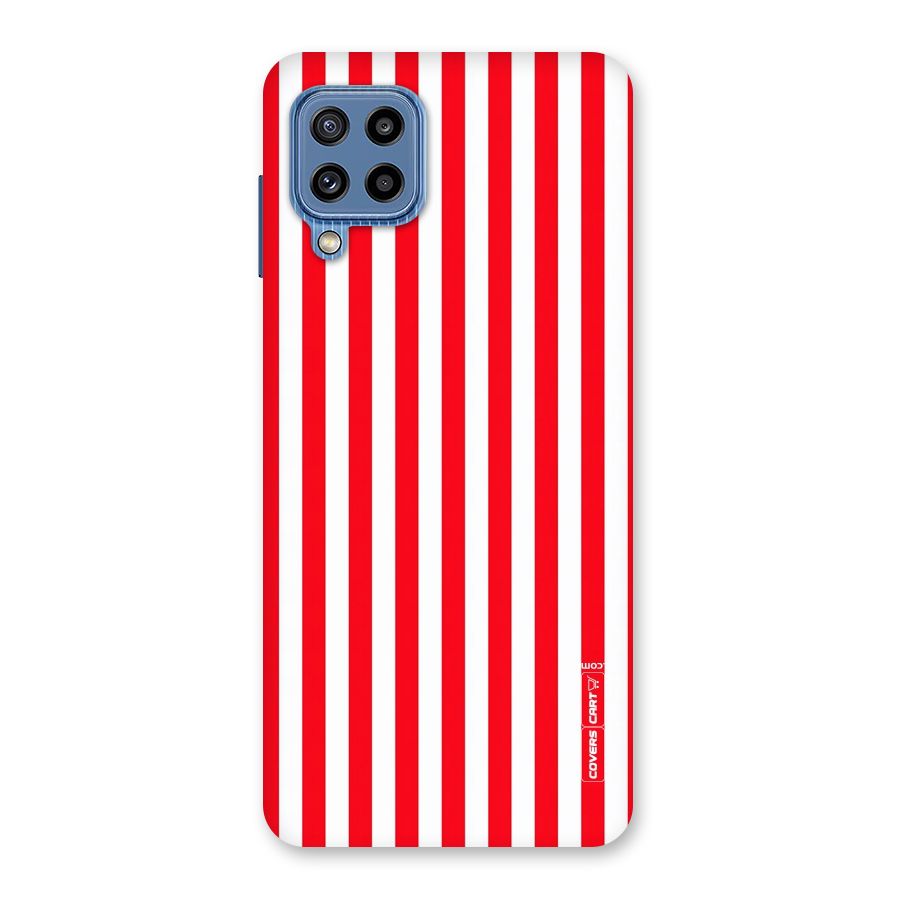 Red And White Straight Stripes Back Case for Galaxy M32
