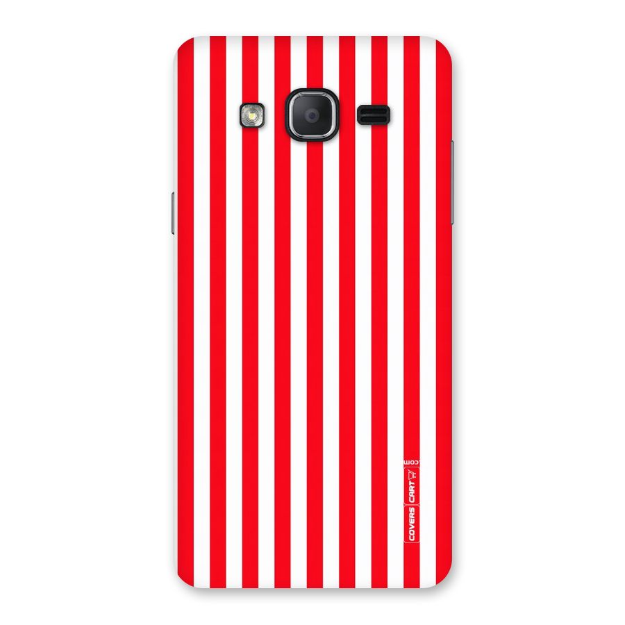 Red And White Straight Stripes Back Case for Galaxy On7 2015