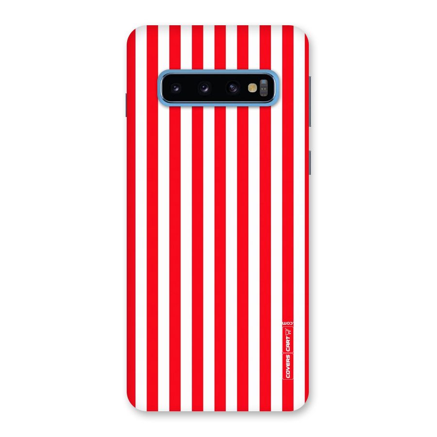 Red And White Straight Stripes Back Case for Galaxy S10