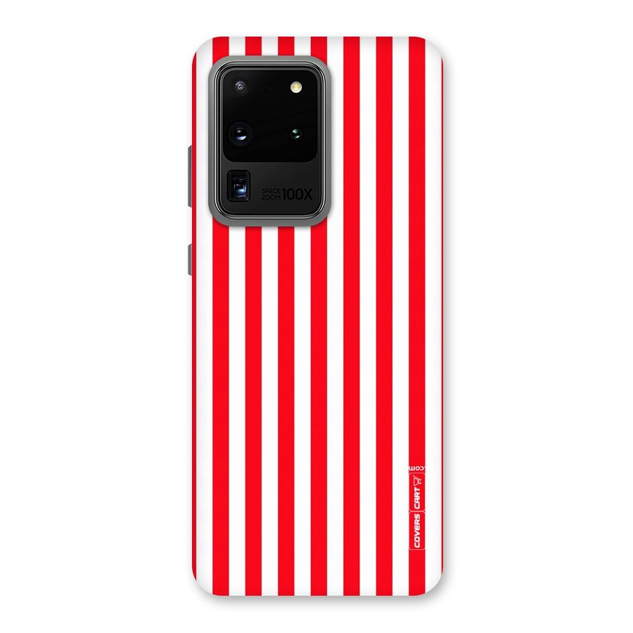 Red And White Straight Stripes Back Case for Galaxy S20 Ultra