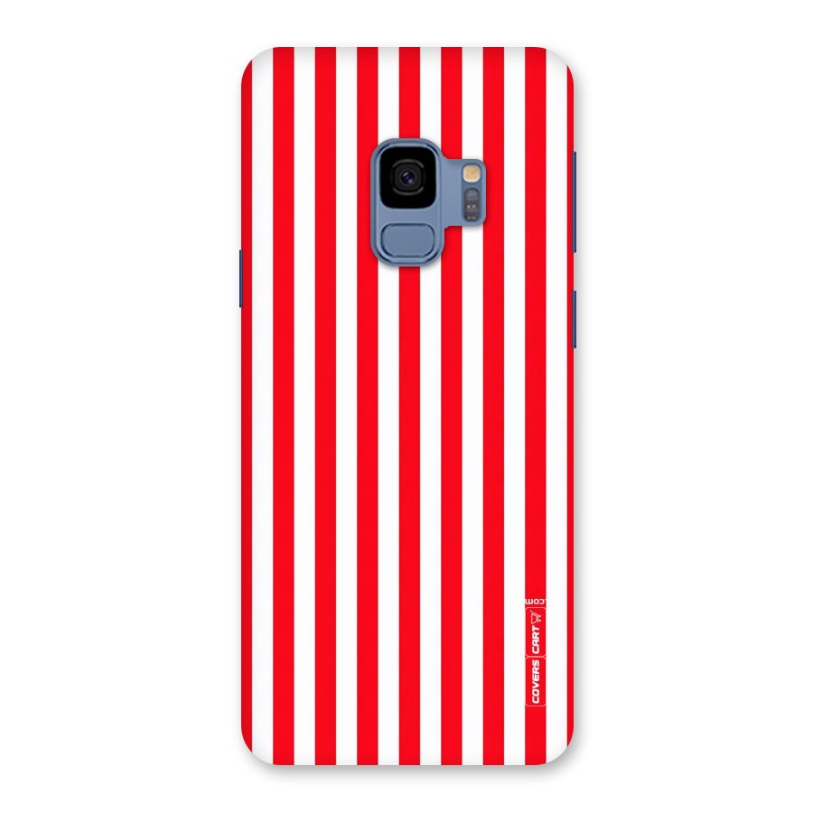 Red And White Straight Stripes Back Case for Galaxy S9