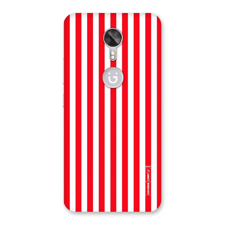 Red And White Straight Stripes Back Case for Gionee A1