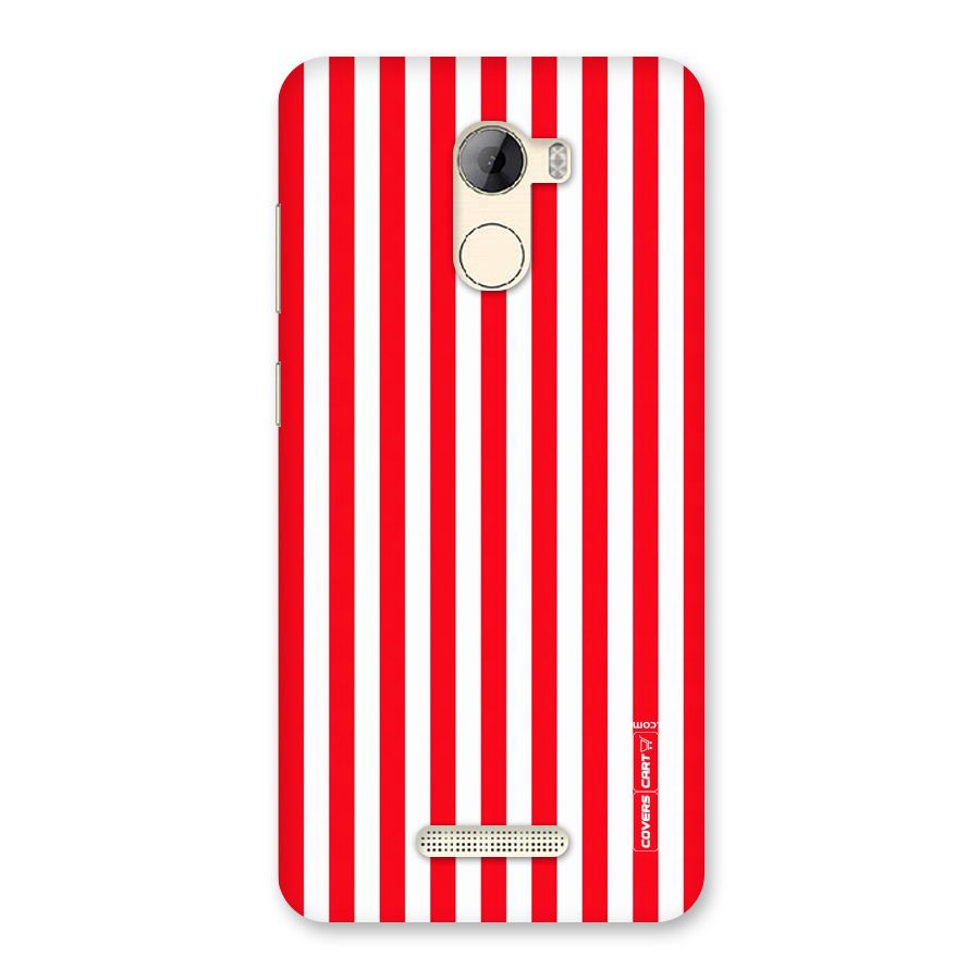 Red And White Straight Stripes Back Case for Gionee A1 LIte