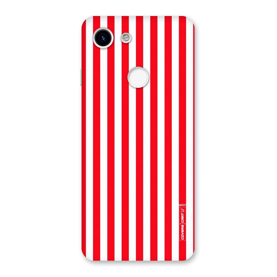 Red And White Straight Stripes Back Case for Google Pixel 3
