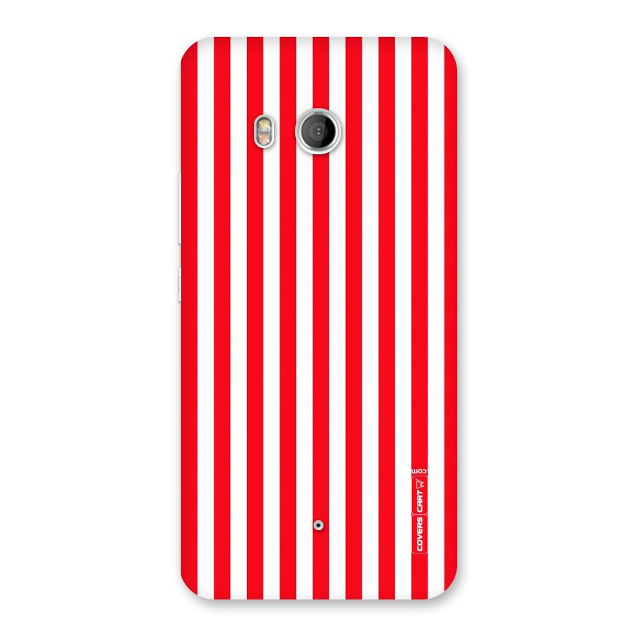 Red And White Straight Stripes Back Case for HTC U11