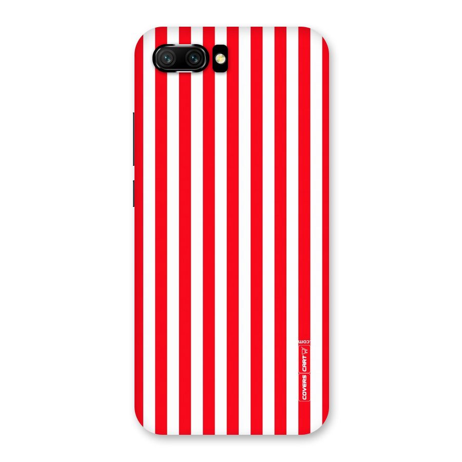 Red And White Straight Stripes Back Case for Honor 10