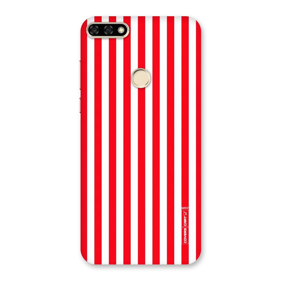 Red And White Straight Stripes Back Case for Honor 7A