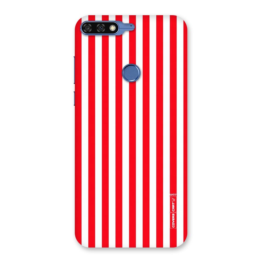 Red And White Straight Stripes Back Case for Honor 7C