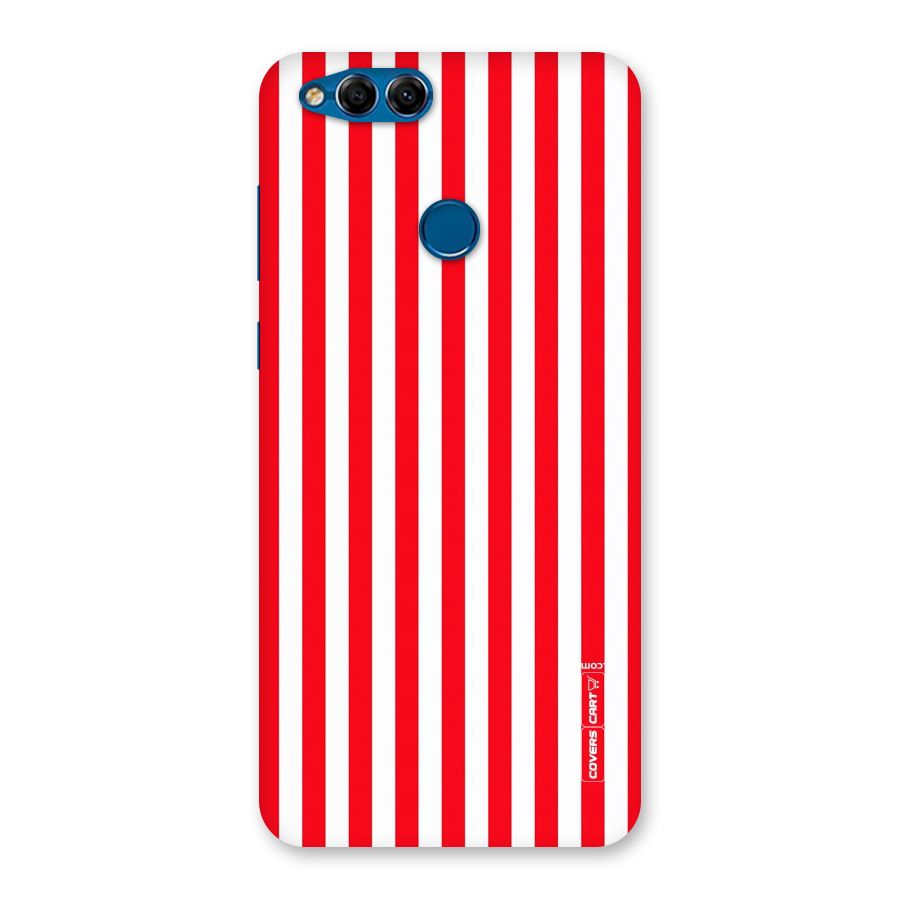 Red And White Straight Stripes Back Case for Honor 7X