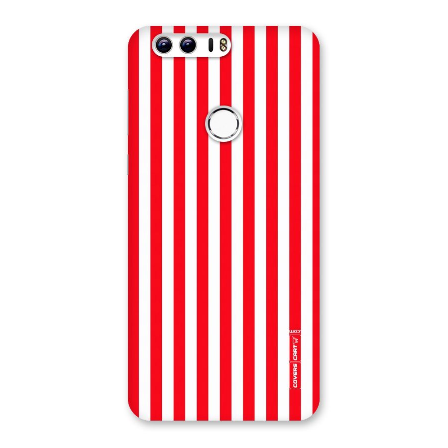 Red And White Straight Stripes Back Case for Honor 8