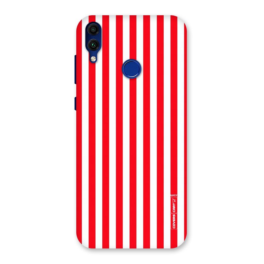 Red And White Straight Stripes Back Case for Honor 8C