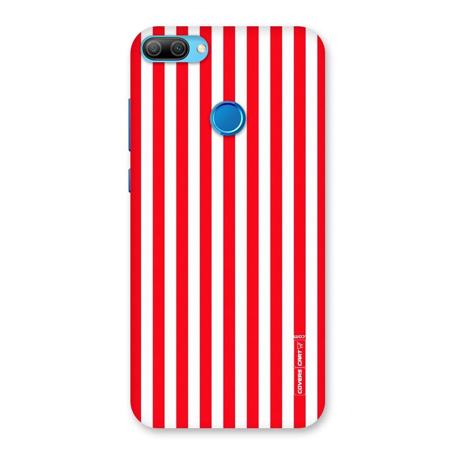 Red And White Straight Stripes Back Case for Honor 9N