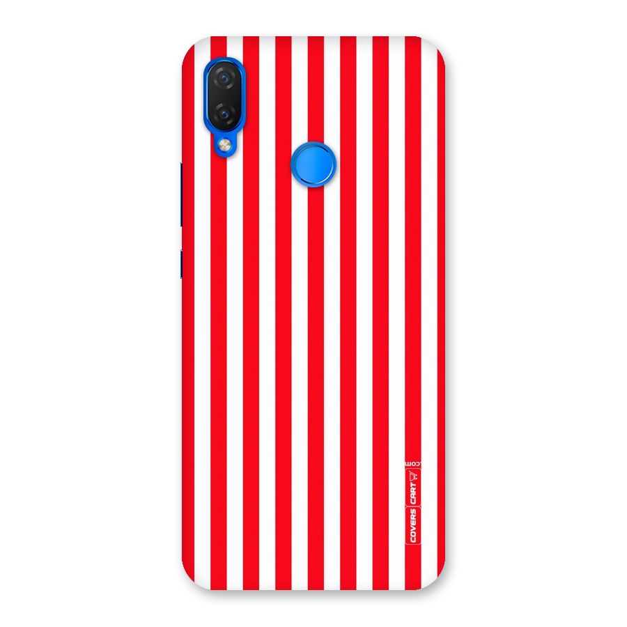 Red And White Straight Stripes Back Case for Huawei Nova 3i