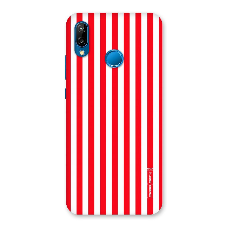 Red And White Straight Stripes Back Case for Huawei P20 Lite