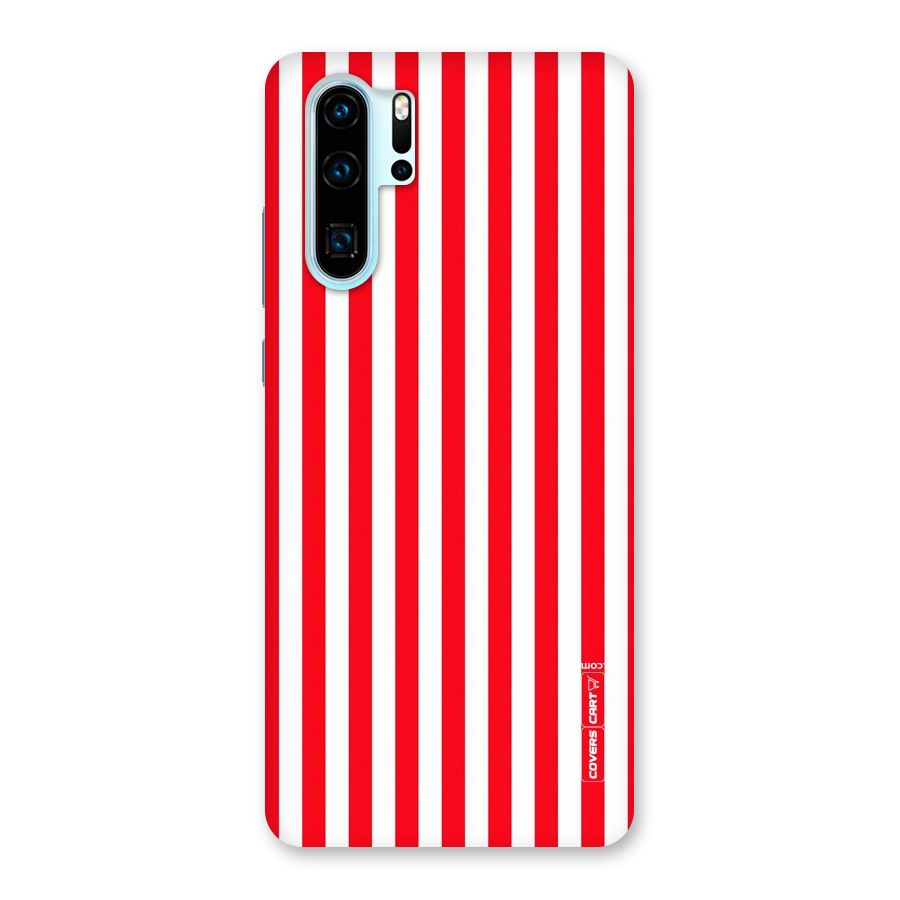 Red And White Straight Stripes Back Case for Huawei P30 Pro