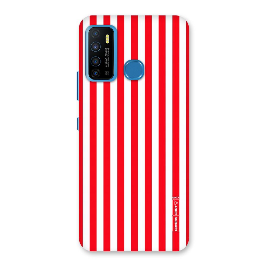 Red And White Straight Stripes Back Case for Infinix Hot 9