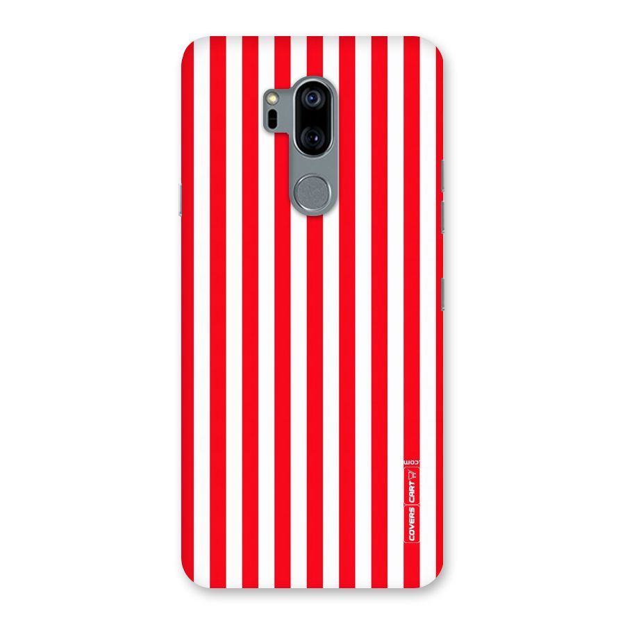 Red And White Straight Stripes Back Case for LG G7