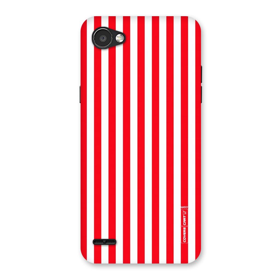 Red And White Straight Stripes Back Case for LG Q6
