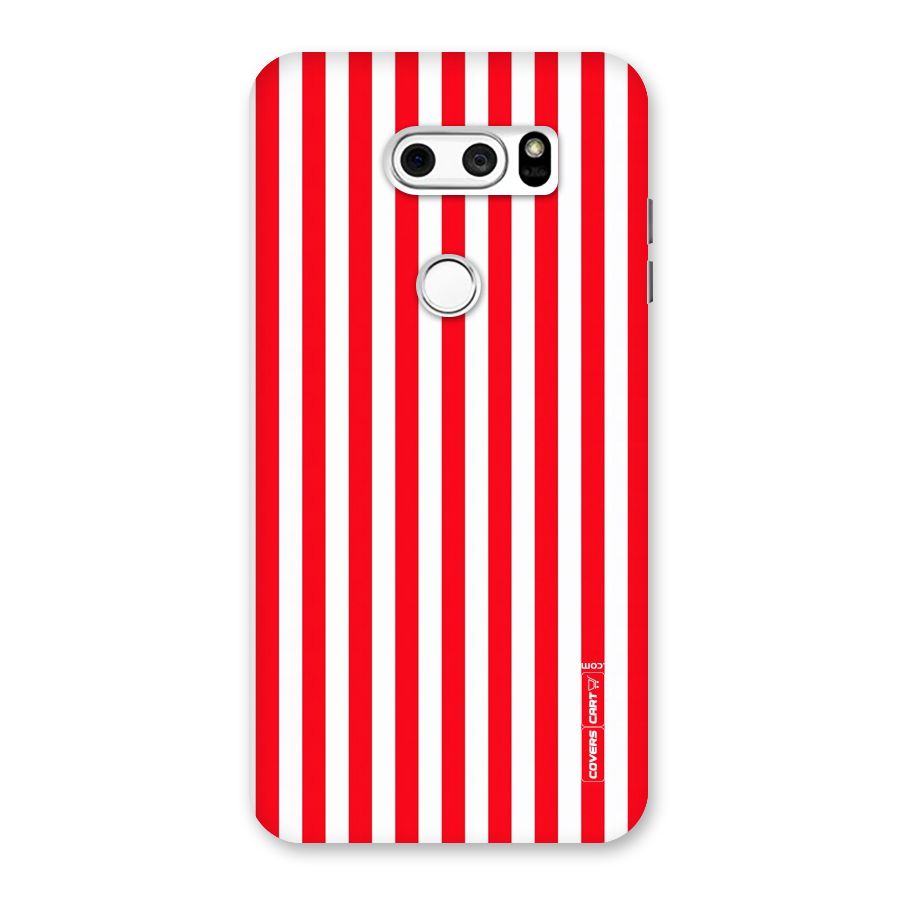 Red And White Straight Stripes Back Case for LG V30