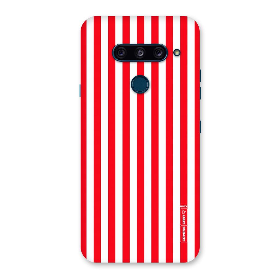 Red And White Straight Stripes Back Case for LG  V40 ThinQ
