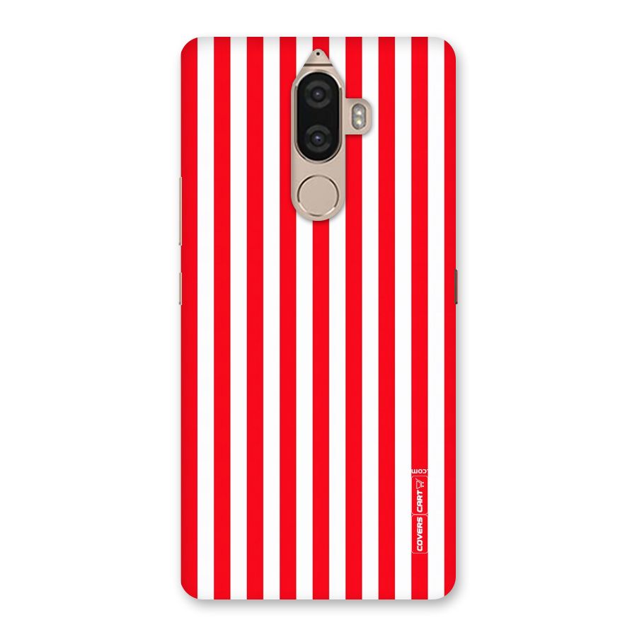 Red And White Straight Stripes Back Case for Lenovo K8 Note