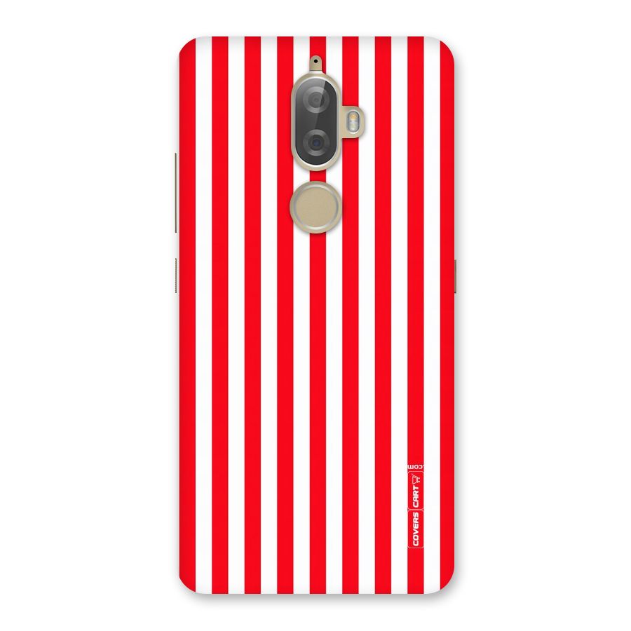 Red And White Straight Stripes Back Case for Lenovo K8 Plus