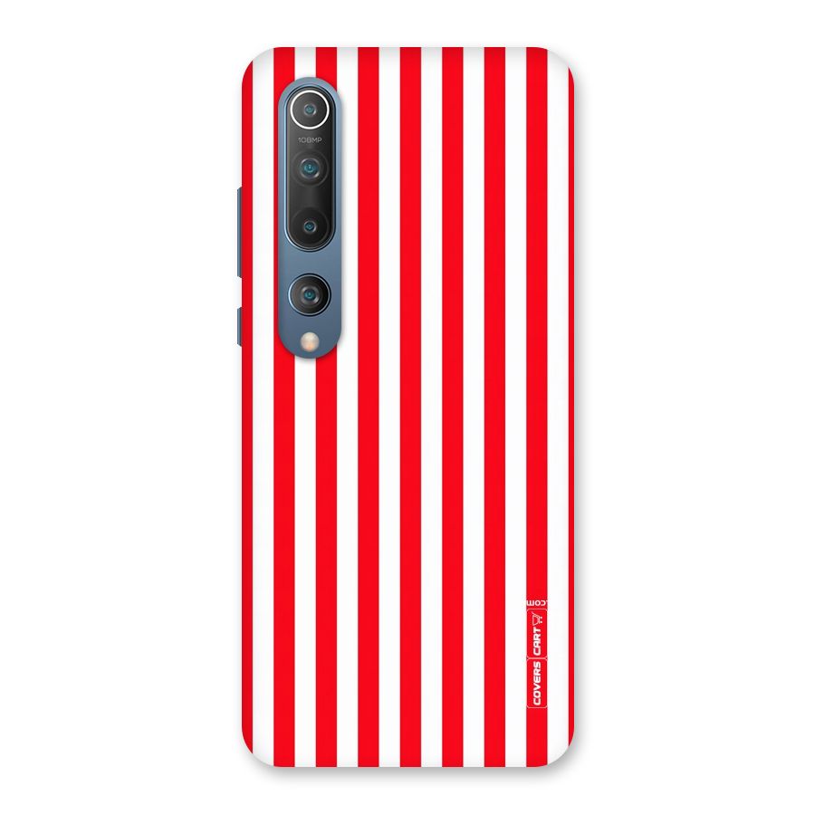 Red And White Straight Stripes Back Case for Mi 10
