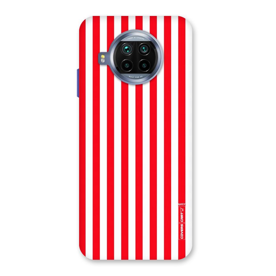 Red And White Straight Stripes Back Case for Mi 10i