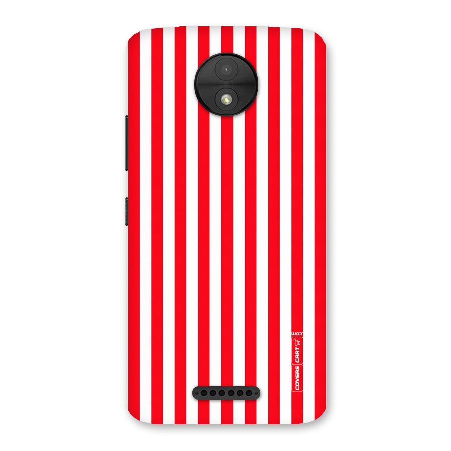 Red And White Straight Stripes Back Case for Moto C
