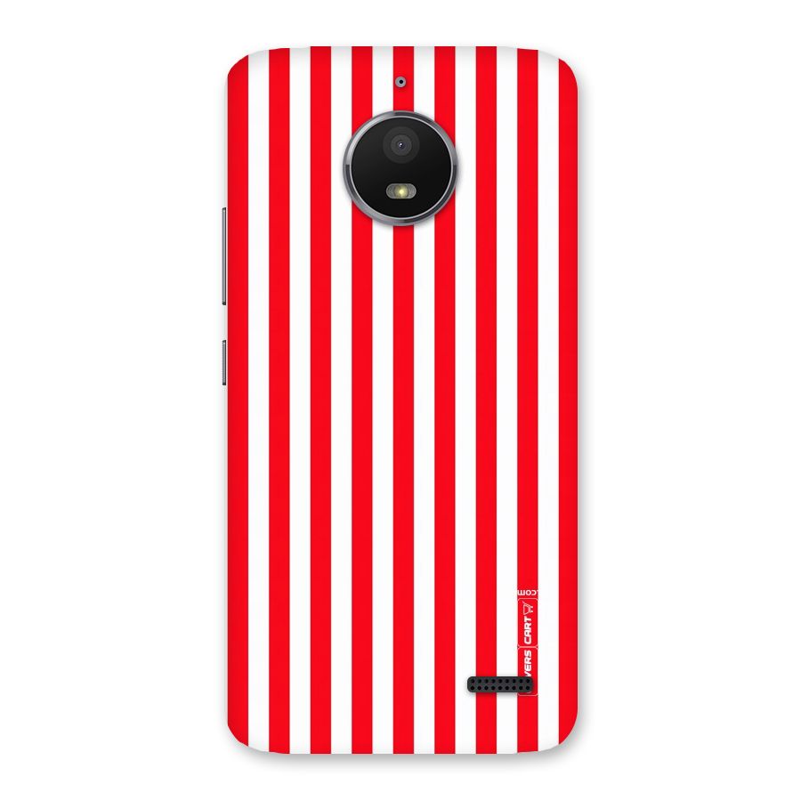Red And White Straight Stripes Back Case for Moto E4