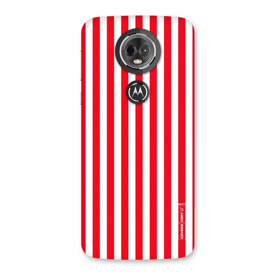 Red And White Straight Stripes Back Case for Moto E5 Plus