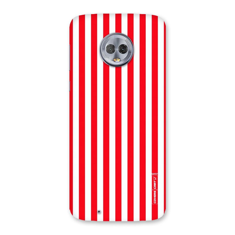 Red And White Straight Stripes Back Case for Moto G6
