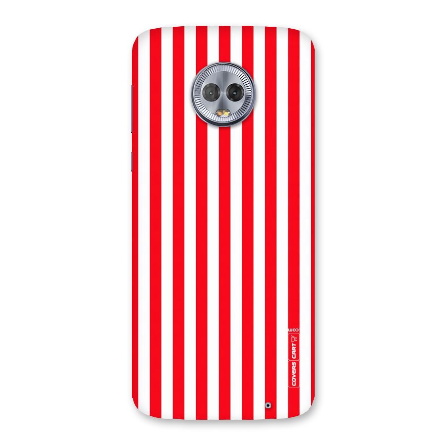 Red And White Straight Stripes Back Case for Moto G6 Plus