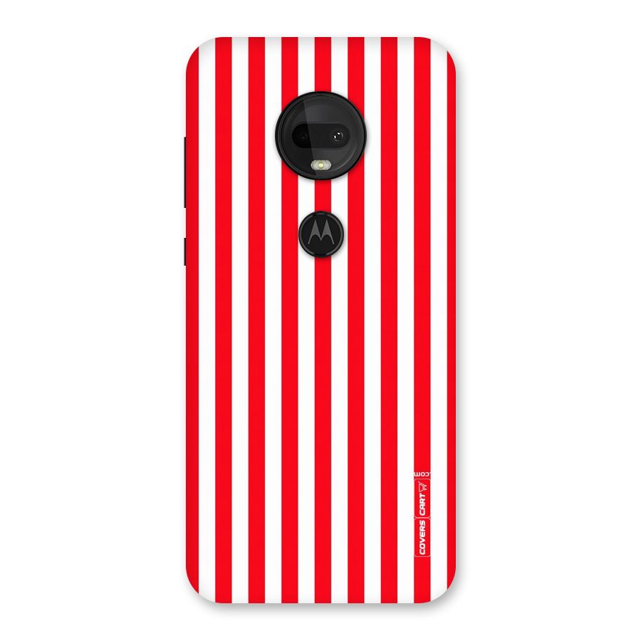 Red And White Straight Stripes Back Case for Moto G7