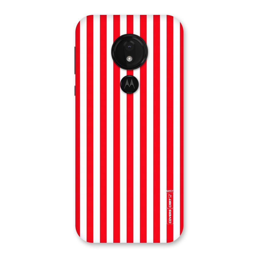 Red And White Straight Stripes Back Case for Moto G7 Power