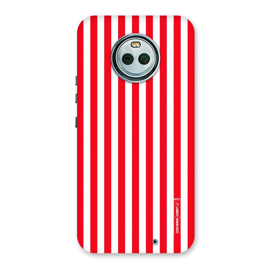 Red And White Straight Stripes Back Case for Moto X4