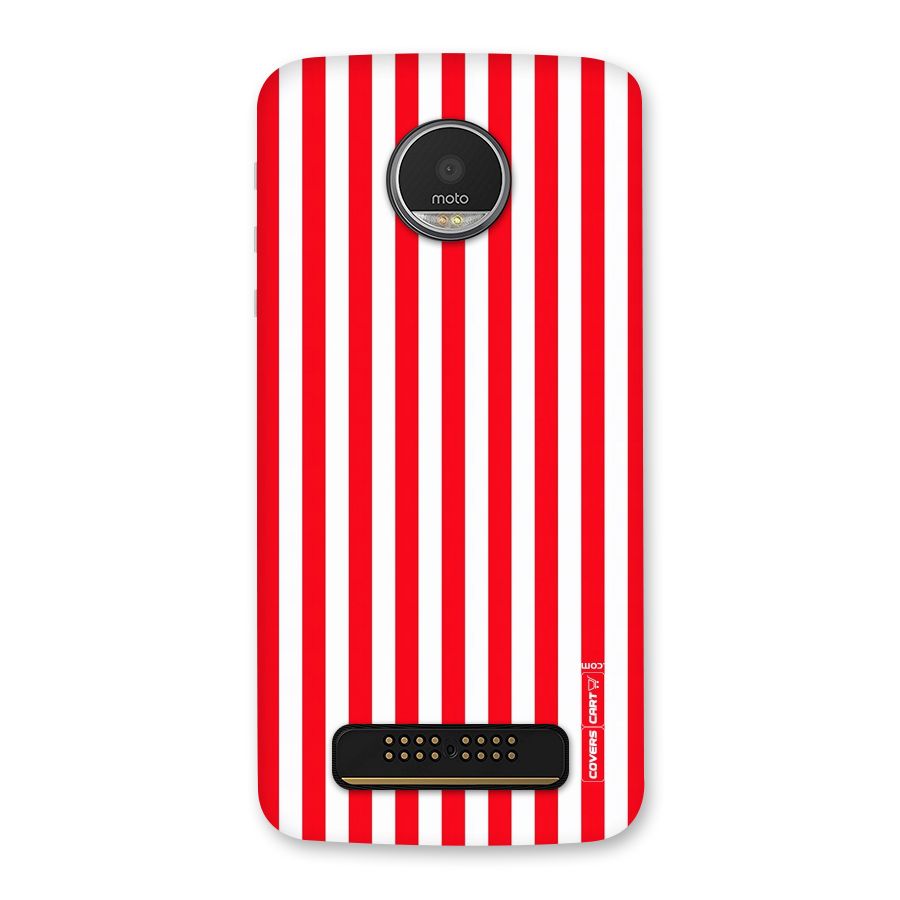 Red And White Straight Stripes Back Case for Moto Z Play
