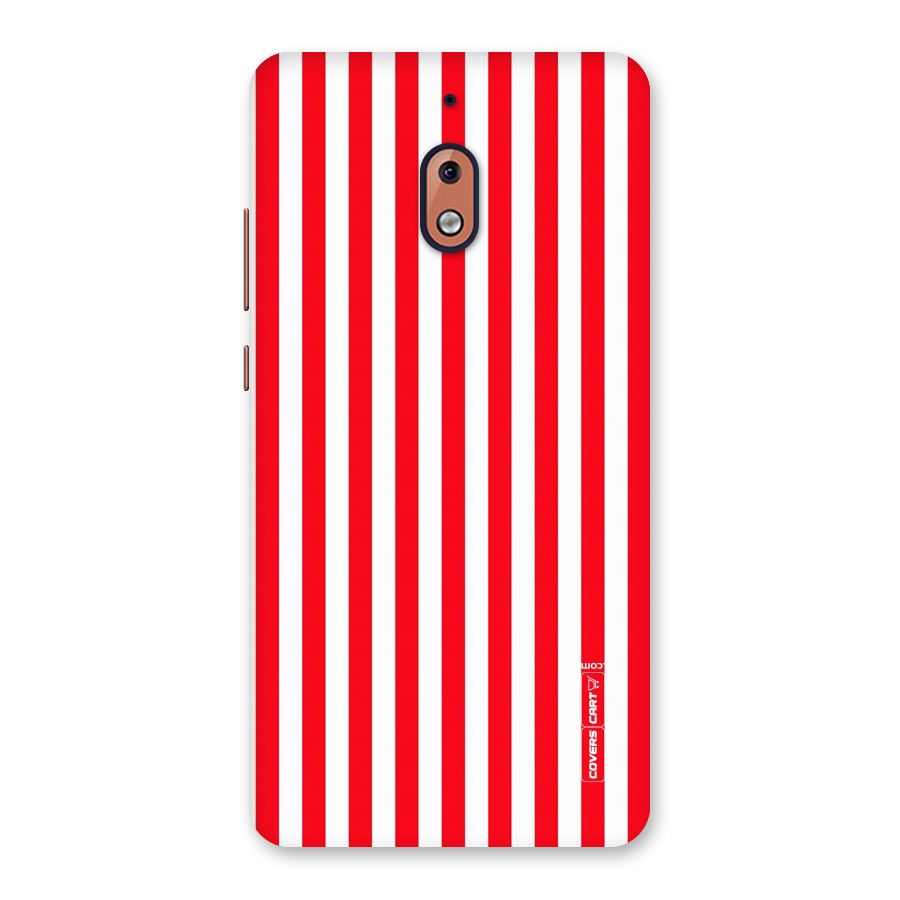 Red And White Straight Stripes Back Case for Nokia 2.1