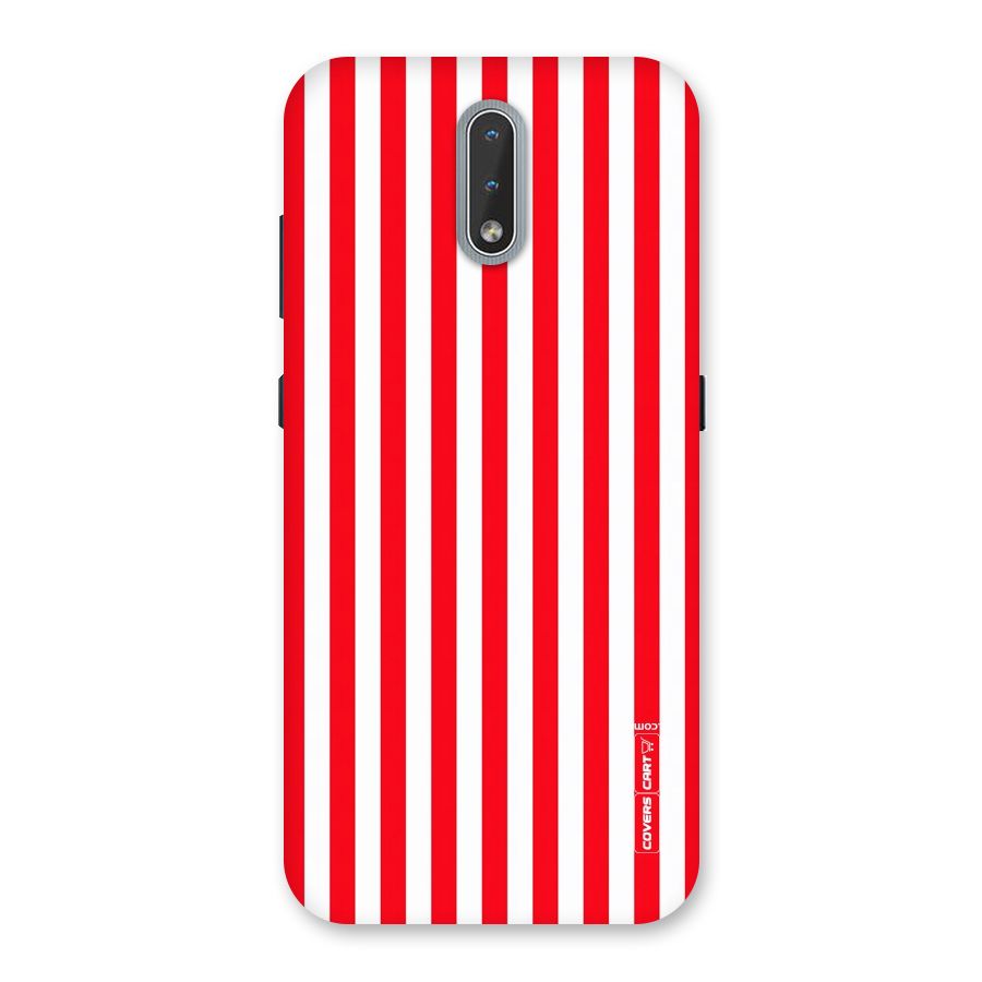 Red And White Straight Stripes Back Case for Nokia 2.3