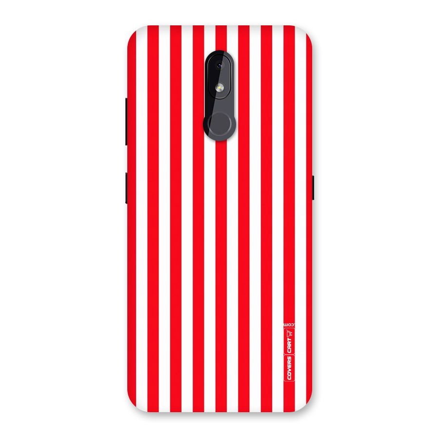 Red And White Straight Stripes Back Case for Nokia 3.2