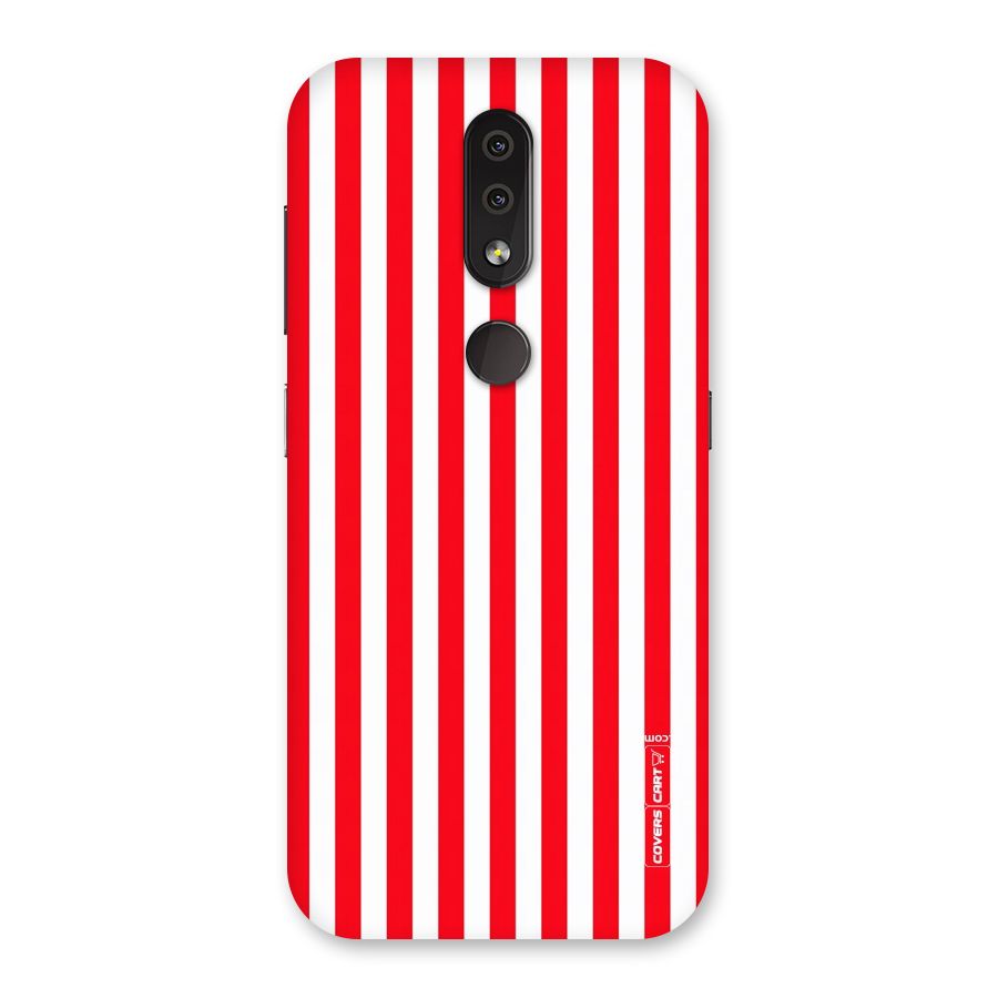 Red And White Straight Stripes Back Case for Nokia 4.2