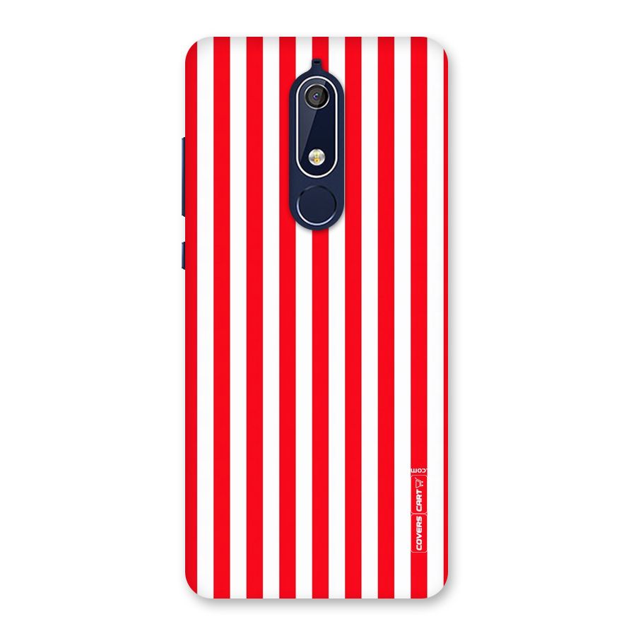 Red And White Straight Stripes Back Case for Nokia 5.1