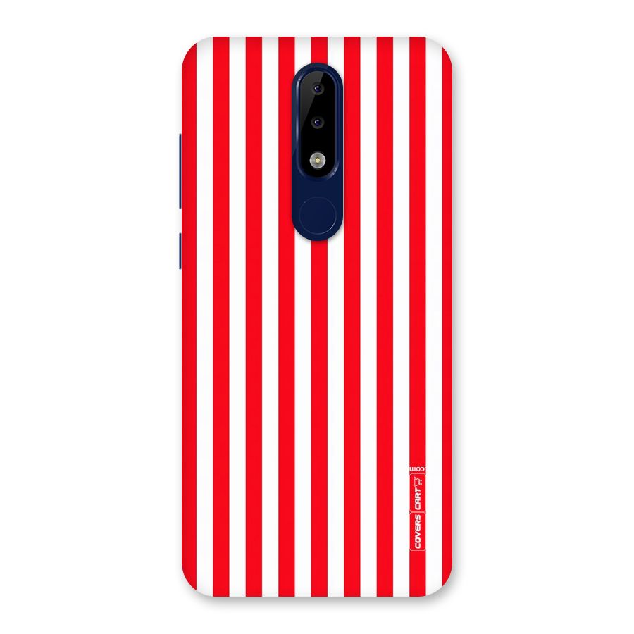 Red And White Straight Stripes Back Case for Nokia 5.1 Plus