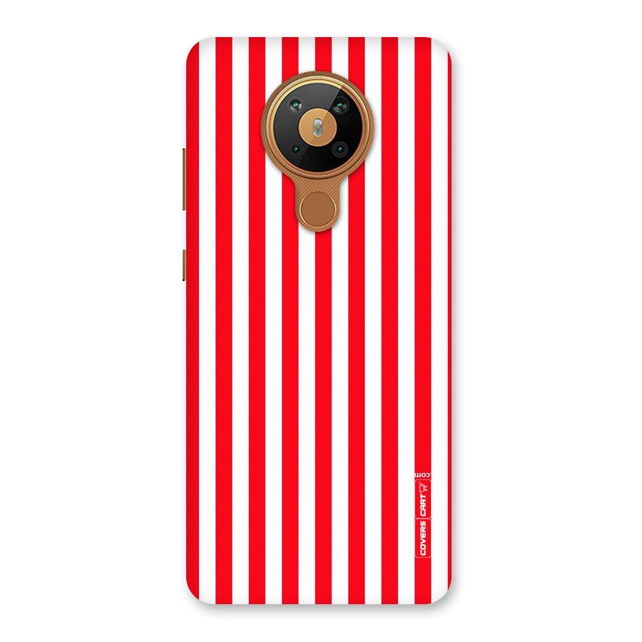Red And White Straight Stripes Back Case for Nokia 5.3