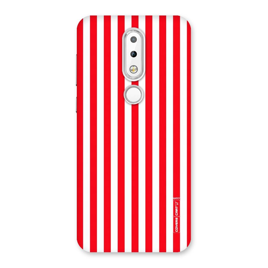 Red And White Straight Stripes Back Case for Nokia 6.1 Plus