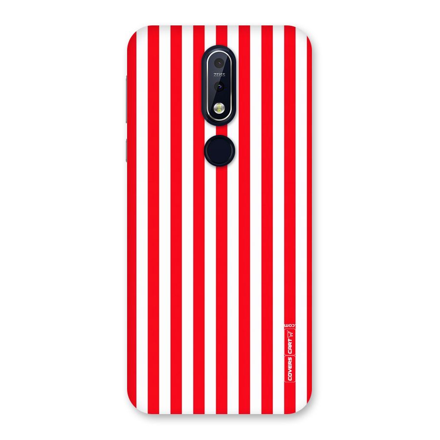 Red And White Straight Stripes Back Case for Nokia 7.1