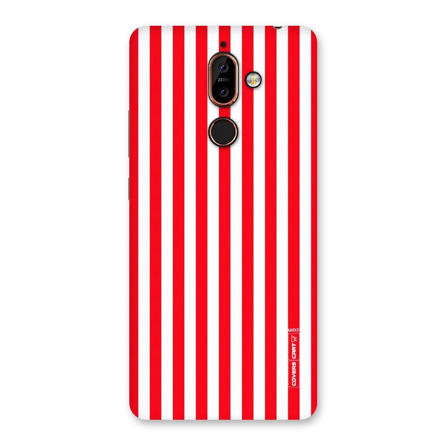 Red And White Straight Stripes Back Case for Nokia 7 Plus